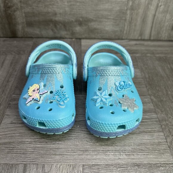 CROCS Frozen Elsa Classic Toddler size 5 Blue Clog - Picture 3 of 8